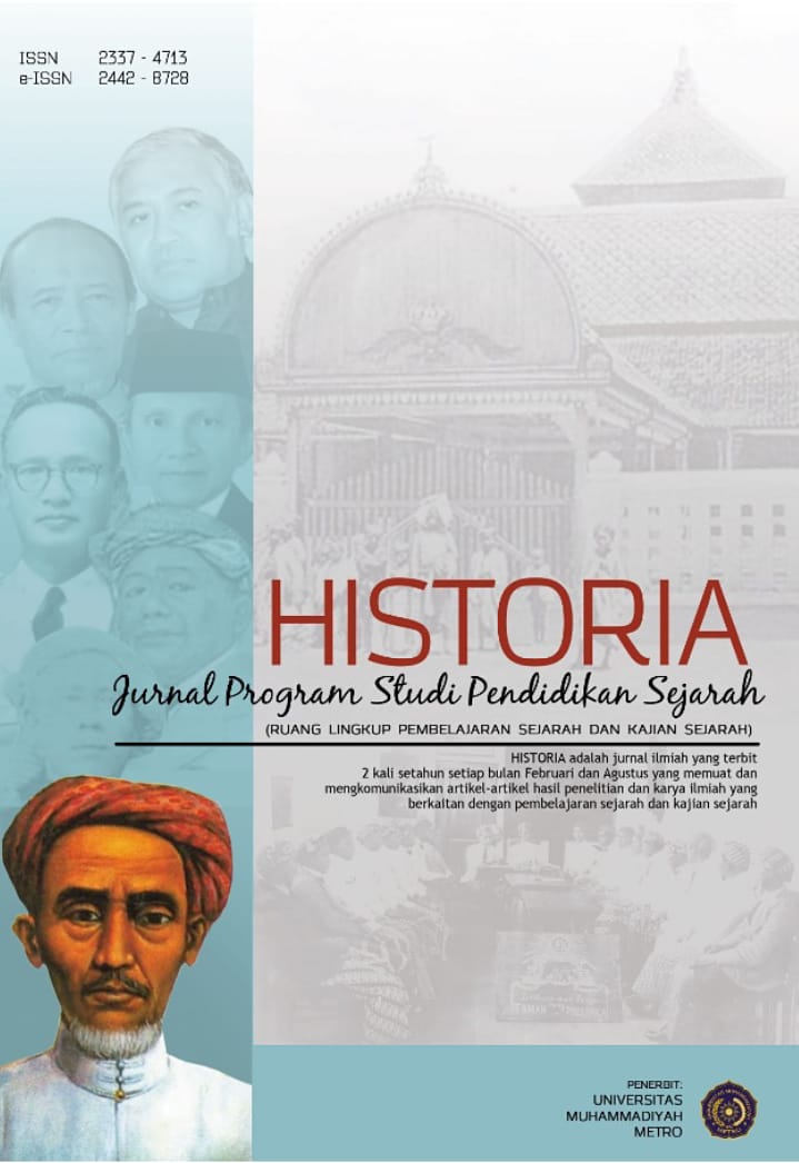 					View Vol. 15 No. 1 (2027): HISTORIA: Jurnal Program Studi Pendidikan Sejarah (Issu in Progress)
				